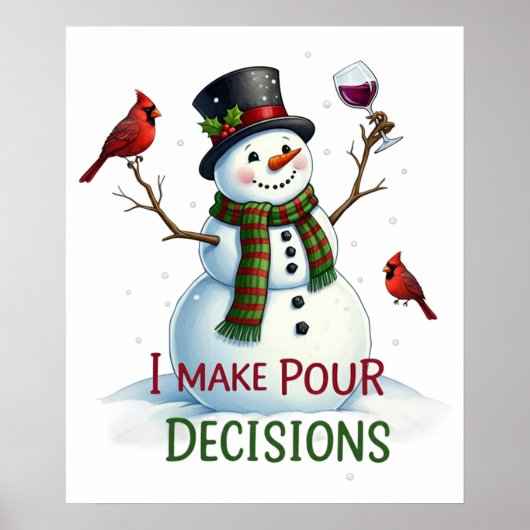 Kerstsneeuwpop bar lounge drink feestwijn poster (Voorkant)