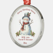 Kerstsneeuwpop cadeau voor Nanna Metalen Ornament (Links)