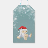 Kerstsneeuwpop met een rode kersthat cadeaulabel (Achterkant)