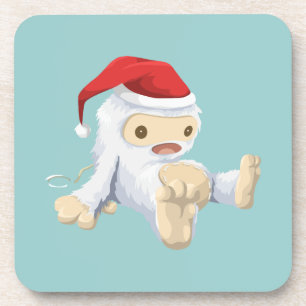 Kerstsneeuwpop met een rode kersthat drankjes onderzetter