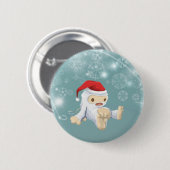 Kerstsneeuwpop met een rode kersthat ronde button 5,7 cm (Voorkant /achterkant)