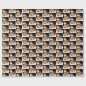 Kerstsneeuwpop op een bord cadeaupapier (Vlak)