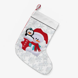 Kerstsneeuwpopening met witte sneeuwvlok kleine kerstsok