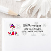 Kerstsneeuwpoppen, achtergrond etiket (Insitu)