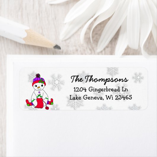 Kerstsneeuwpoppen, achtergrond etiket (Insitu)