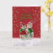 Kerstsneeuwpoppen gevouwen kaart (Gele Bloem)