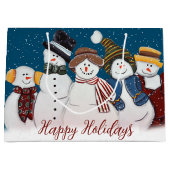 Kerstsneeuwpoppen in sneeuwvlokken groot cadeauzakje (Voorkant)