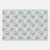 Kerstsneeuwpoppen, Kerstman en Rudolph Inpakpapier Vel (Voorkant 3)