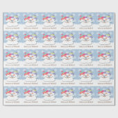 Kerstsneeuwpoppen met sneeuwvlok achtergrond cadeaupapier (Vlak)