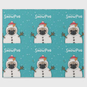 KerstsneeuwPug Cadeaupapier (Vlak)