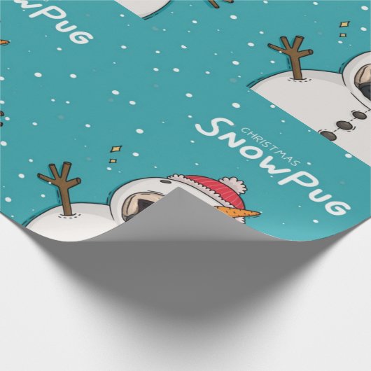 KerstsneeuwPug Cadeaupapier (Hoek)