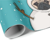 KerstsneeuwPug Cadeaupapier (Rol Hoek)