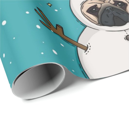 KerstsneeuwPug Cadeaupapier (Rol Hoek)