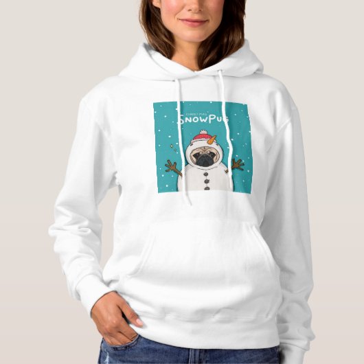 KerstsneeuwPug Hoodie (Voorkant)