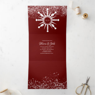 Kerstsneeuwscene Snowflake Logo Weddenschap Drieluik Uitnodiging