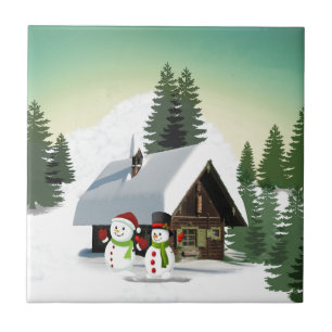 Kerstsneeuwscène Tegeltje