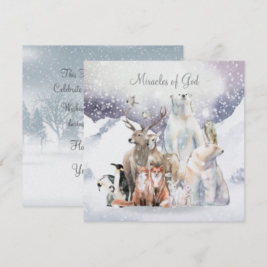 Kerstsneeuwscènefeestjes Miracles-kaart Feestdagenkaart (Voorkant / Achterkant)
