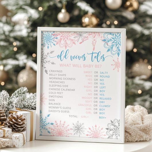 Kerstsneeuwschilfers roze of blauwe Oude Wives Tal Poster