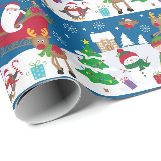Kerstsneeuwscootreerpapier Cadeaupapier (Rol Hoek)