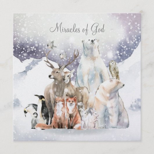 Kerstsneeuwsfeestelijke kaarten met wonderen van G (Voorkant)