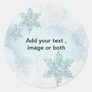 Kerstsneeuwsneeuwfoto lijst sjabloon ronde sticker