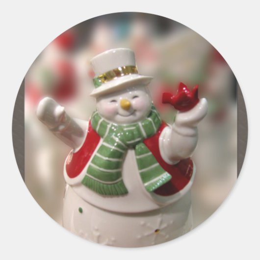 Kerstsneeuwsticker Ronde Sticker (Voorkant)