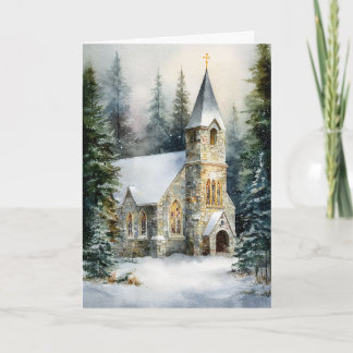 Kerstsneeuwval bij de kapel Kerstmis Feestdagen Kaart