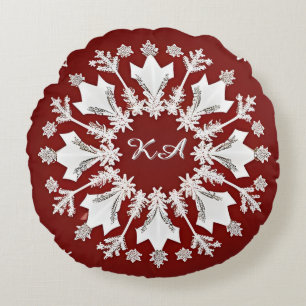 Kerstsneeuwvliesontwerp Rond Kussen