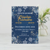 Kerstsneeuwvlok Blauw Kaart (Staand voorkant)