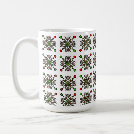 Kerstsneeuwvlok Mandala Koffiemok (Links)