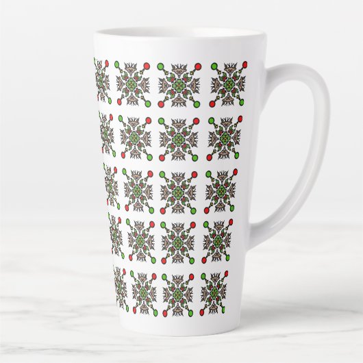 Kerstsneeuwvlok Mandala Latte Mok (Rechts)
