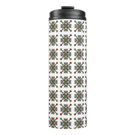 Kerstsneeuwvlok Mandala Thermosbeker (Voorkant)