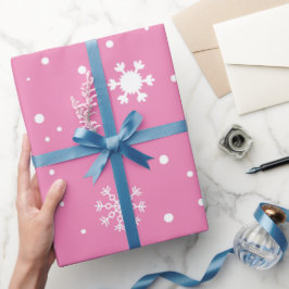 Kerstsneeuwvlok met roze en witte polka dot cadeaupapier