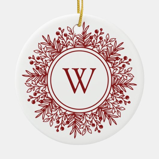 Kerstsneeuwvlok Monogram Keramisch Ornament (Voorkant)