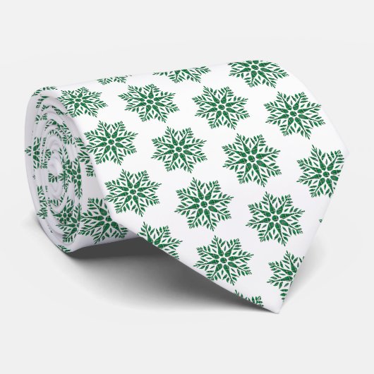 Kerstsneeuwvlok Plaid Patroon Groene Halseinde Stropdas (Opgerold)