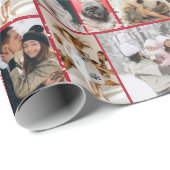 Kerstsneeuwvlok rood 10 foto's collage raster cadeaupapier (Rol Hoek)