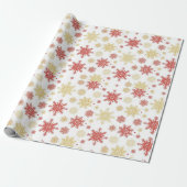 Kerstsneeuwvlok Rood Goud Cadeaupapier (Uitgerold)