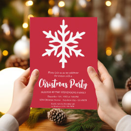Kerstsneeuwvlok Rood Minimalistisch Kerstfeest  Kaart