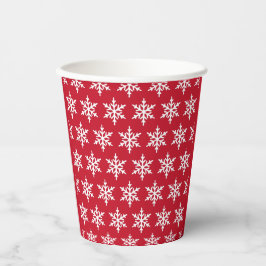 Kerstsneeuwvlok Rood Minimalistisch Kerstfeest Papieren Bekers