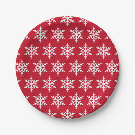 Kerstsneeuwvlok Rood Minimalistisch Kerstfeest Papieren Bordje