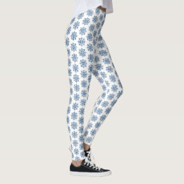 Kerstsneeuwvlok Ruitpatroon Blauwe Leggings
