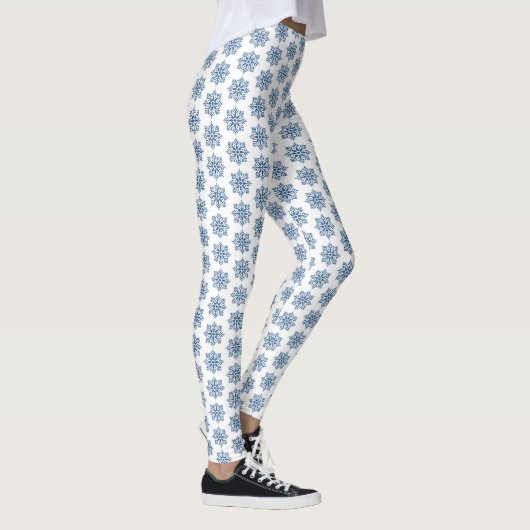 Kerstsneeuwvlok Ruitpatroon Blauwe Leggings (Rechts)