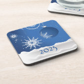 Kerstsneeuwvlok Sneeuw Plastic Onderzetter 2025 (Linkerzijde)