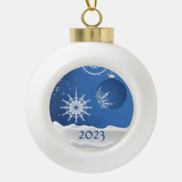 Kerstsneeuwvlok Sneeuwornament 2023 Naam toevoegen Keramische Bal Ornament