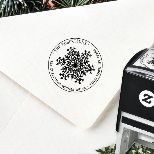 Kerstsneeuwvlok Vakantie Retouradres Zelfinktende Stempel
