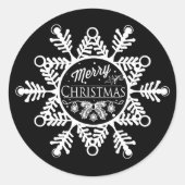 kerstsneeuwvlok | Vakantie Stickers Zwart (Voorkant)