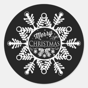 kerstsneeuwvlok Vakantie Stickers Zwart