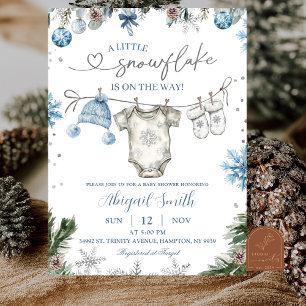 Kerstsneeuwvlok waslijn Baby Shower Kaart