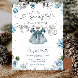 Kerstsneeuwvlok waslijn meisje Baby Shower Kaart