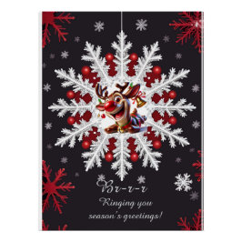 Kerstsneeuwvlokdecoratie met rode accenten perfect poster
